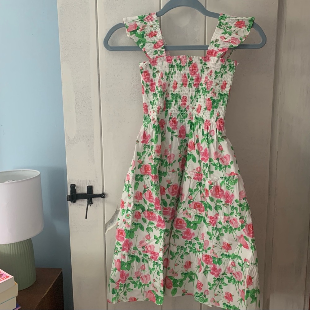 Hill House Home Tiny Ellie Nap Dress in Pink Roses Poplin